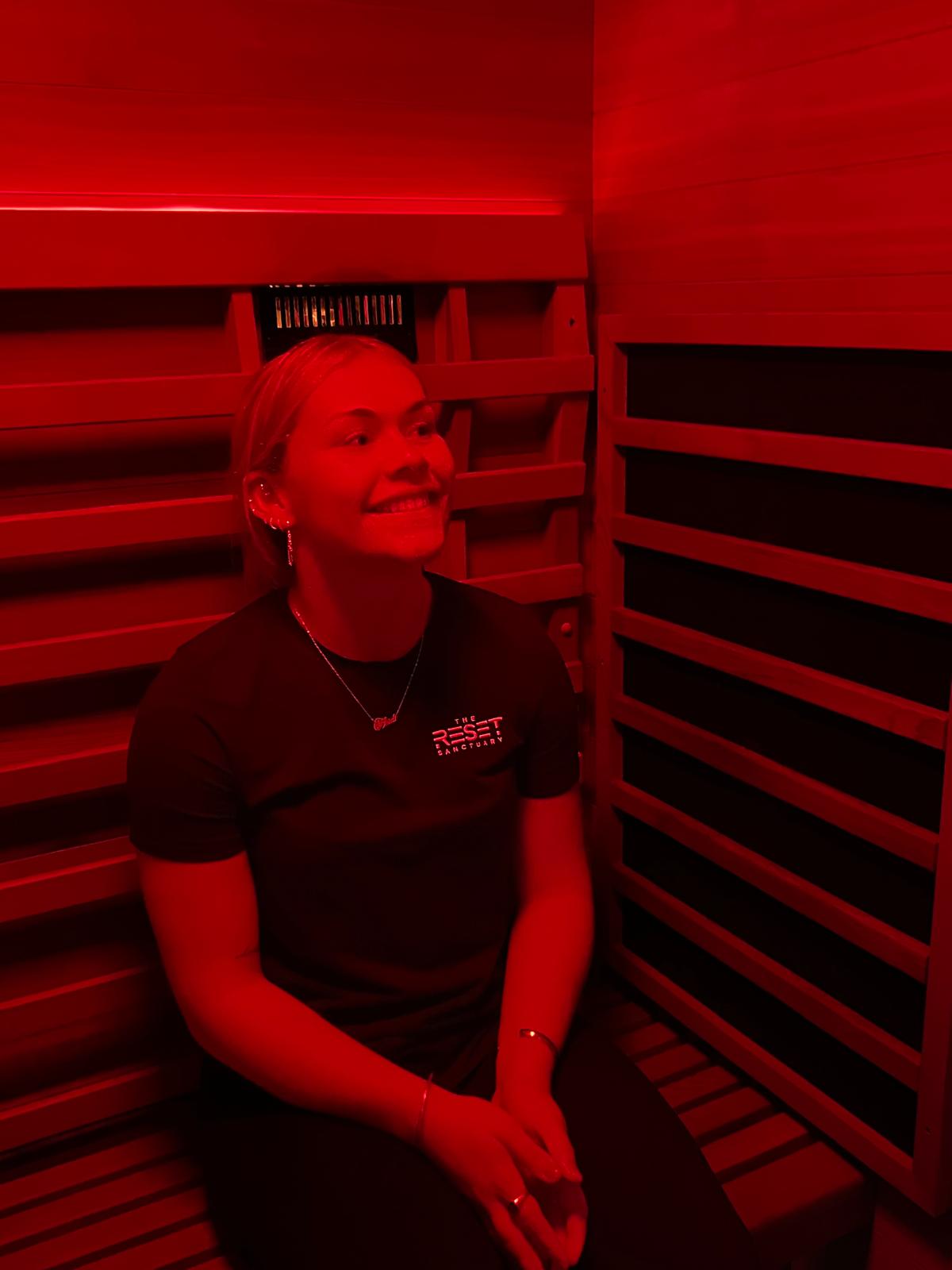 Infrared sauna session at Reset Sanctuary
